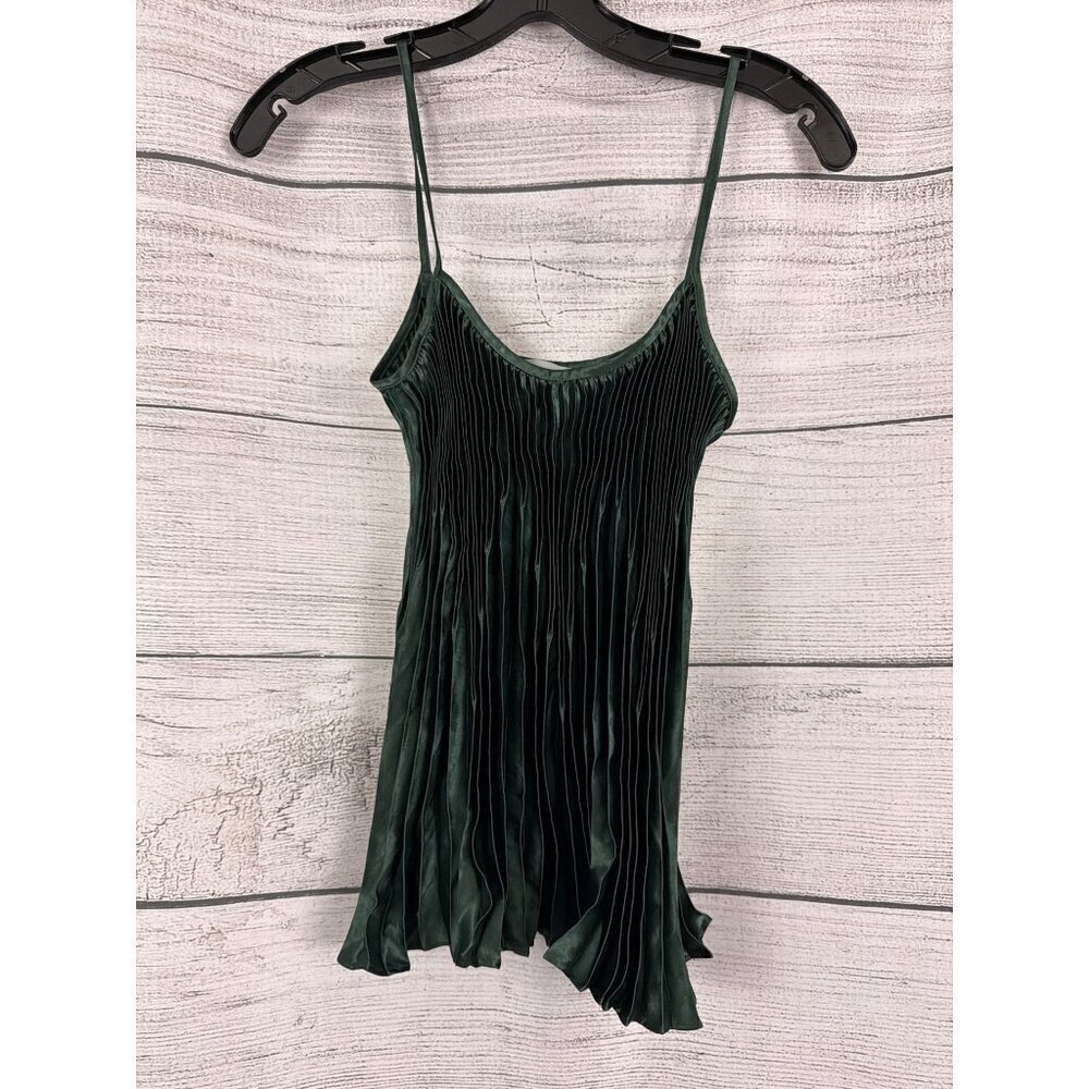 NWT Vince Emerald Green Pleated Spaghetti Strap Top Size S